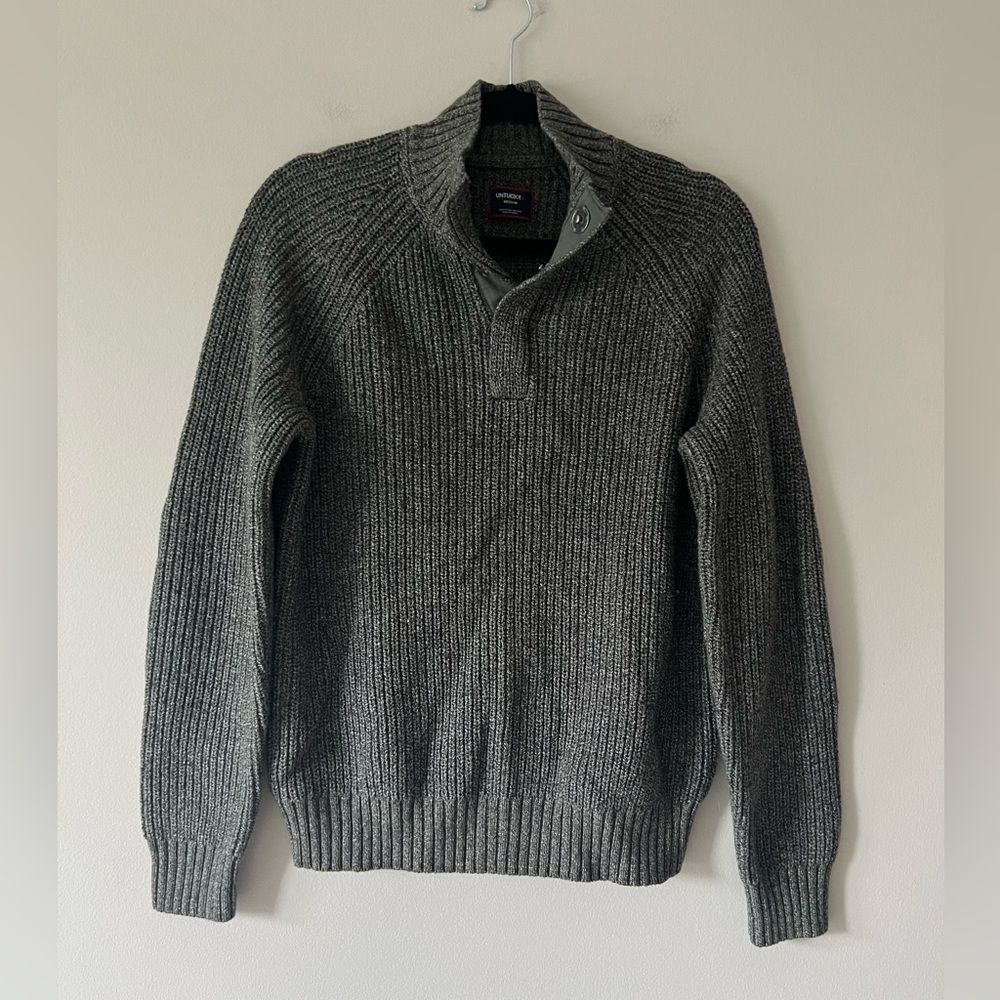 UNTUCKit Bowman Gray Ribbed Quarter-Snap Sweater Men’s Medium